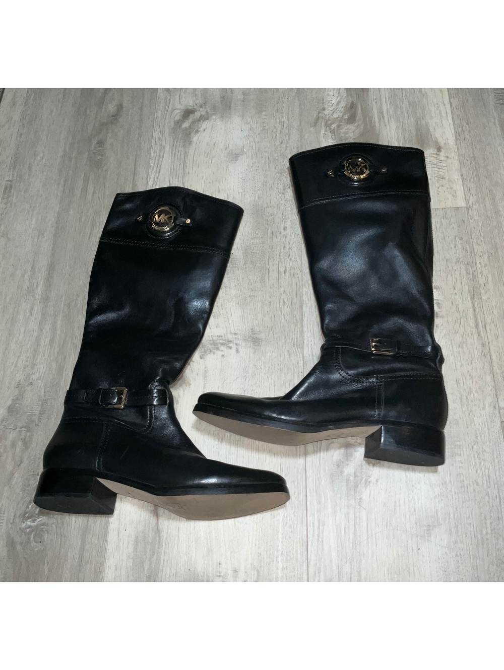 Michael Kors Black Leather Knee-High Riding Boots Size 10M